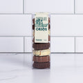 Winfield's Chocolate Oreos 8-count box in clear packaging with the pieces stacked inside