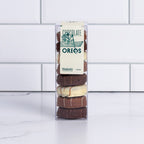Winfield's Chocolate Oreos 8-count box in clear packaging with the pieces stacked inside