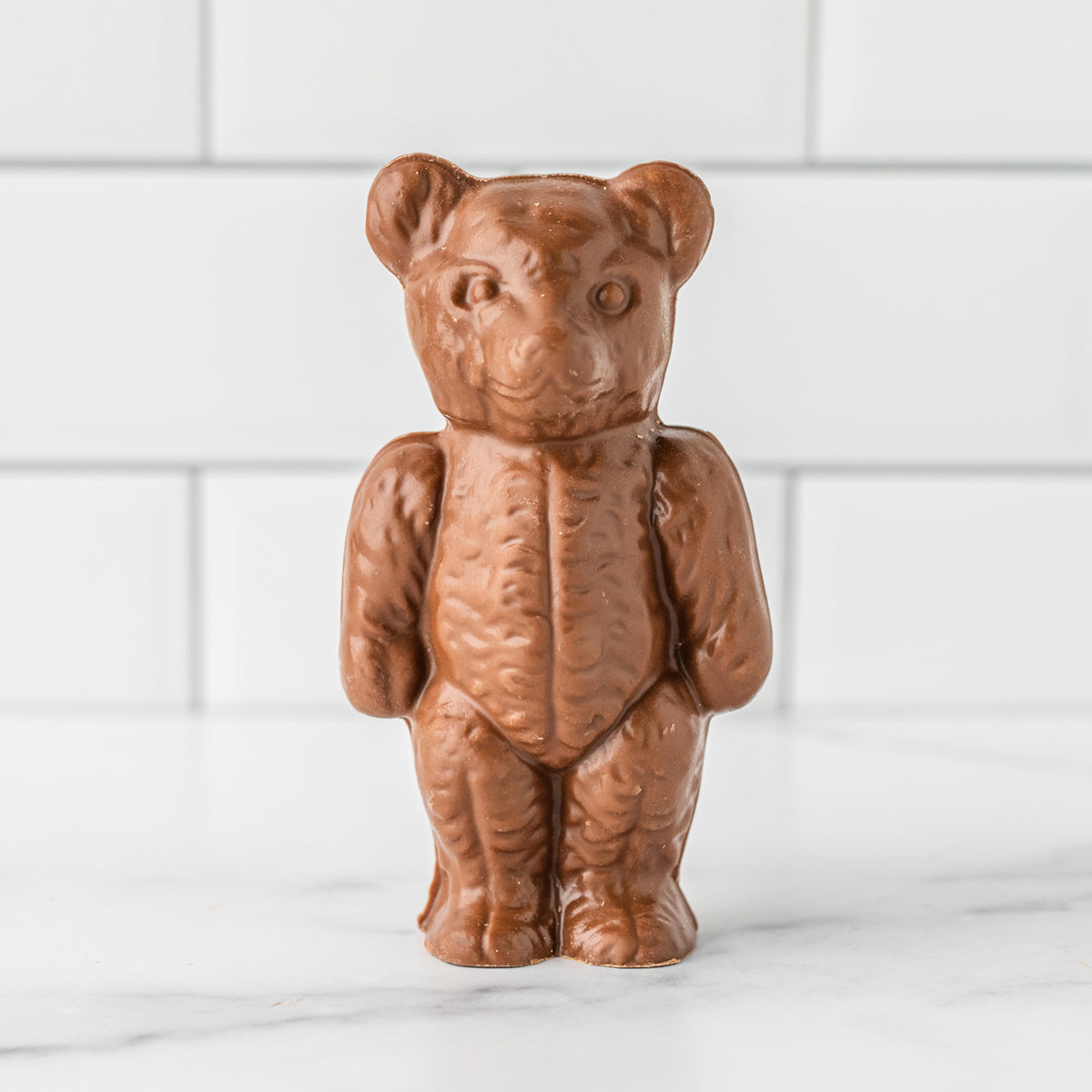 Winfield's molded milk chocolate teddy bear, standing