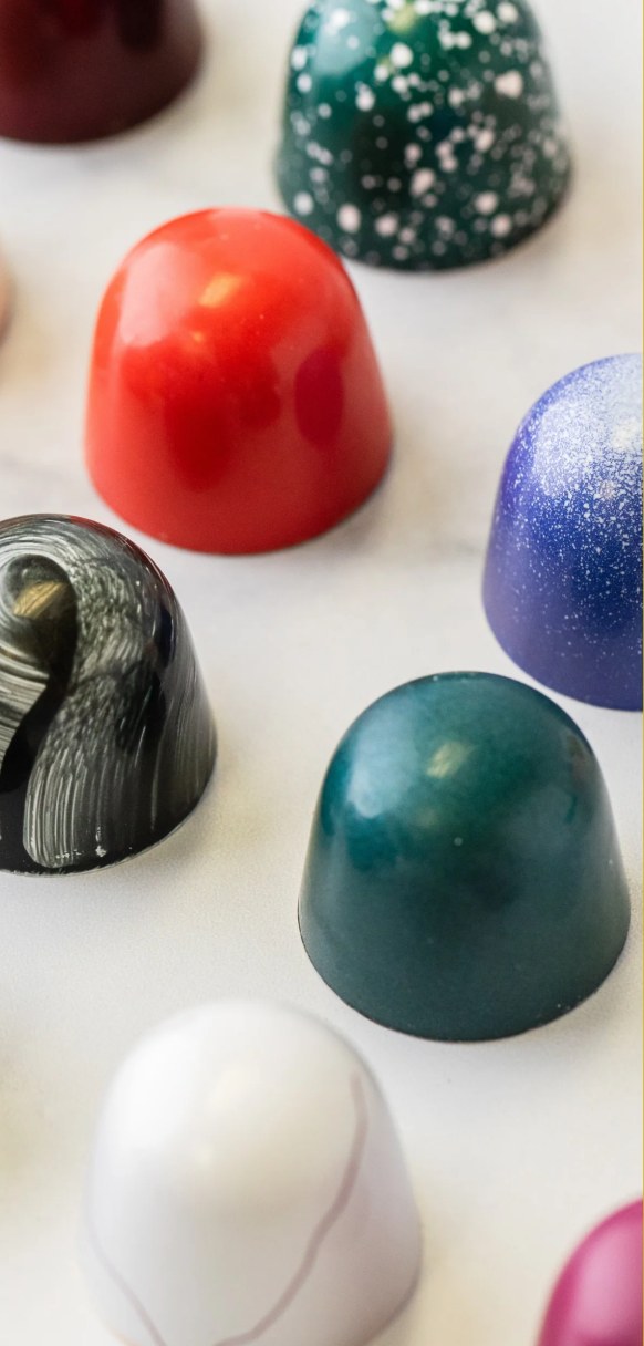 Hand-painted chocolate bonbons for wedding favors